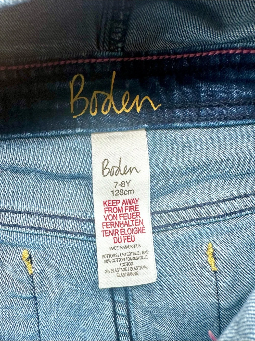 Boden Girls Denim Skinny Overalls Dungarees Size 7-8Y 128 Adjustable Straps